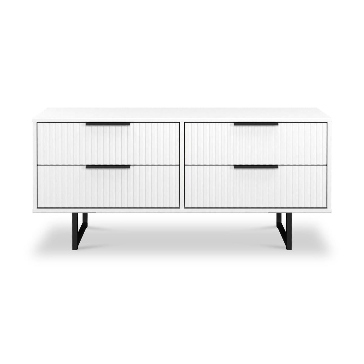 Callo Fluted 4 Drawer Low Storage Unit Matt White from Roseland Furniture
