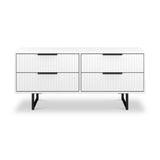 Callo Fluted 4 Drawer Low Storage Unit Matt White from Roseland Furniture