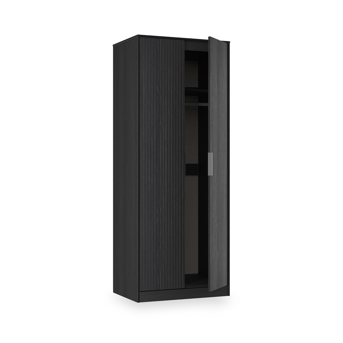 Callo Fluted Full Hanging Wardrobe Matt Black from Roseland Furniture