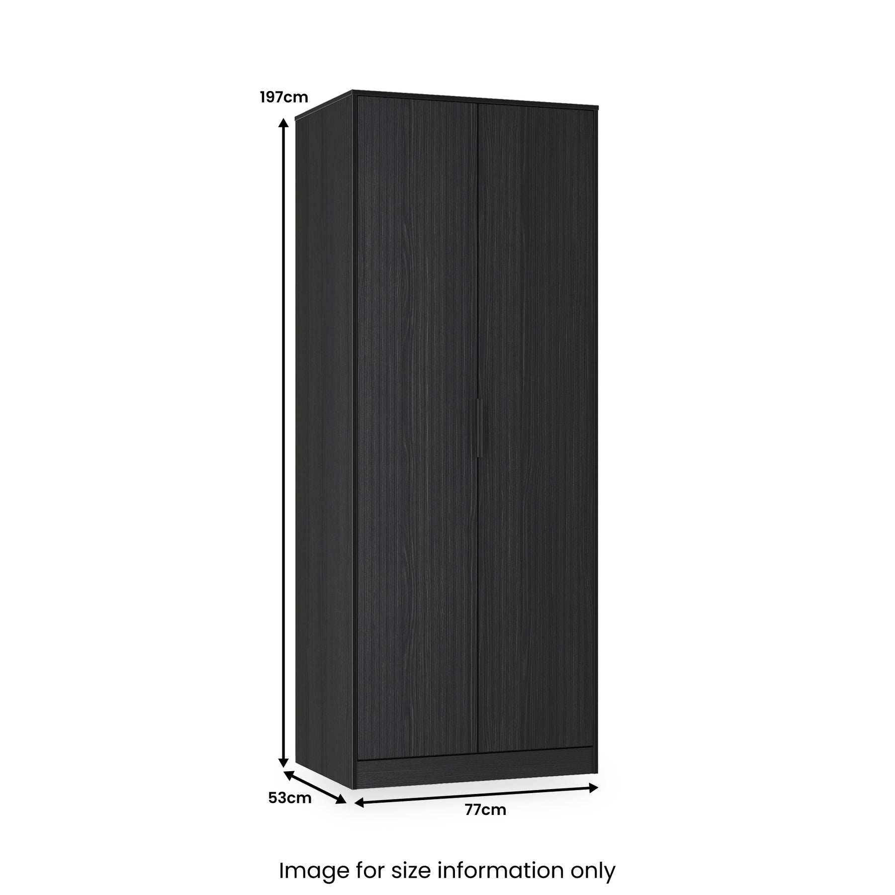 Callo Fluted Full Hanging Wardrobe Matt Black from Roseland Furniture