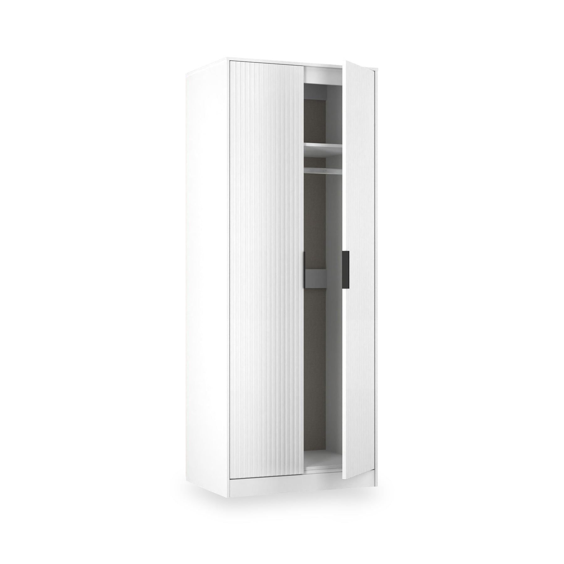 Callo Fluted Full Hanging Wardrobe Matt White from Roseland Furniture