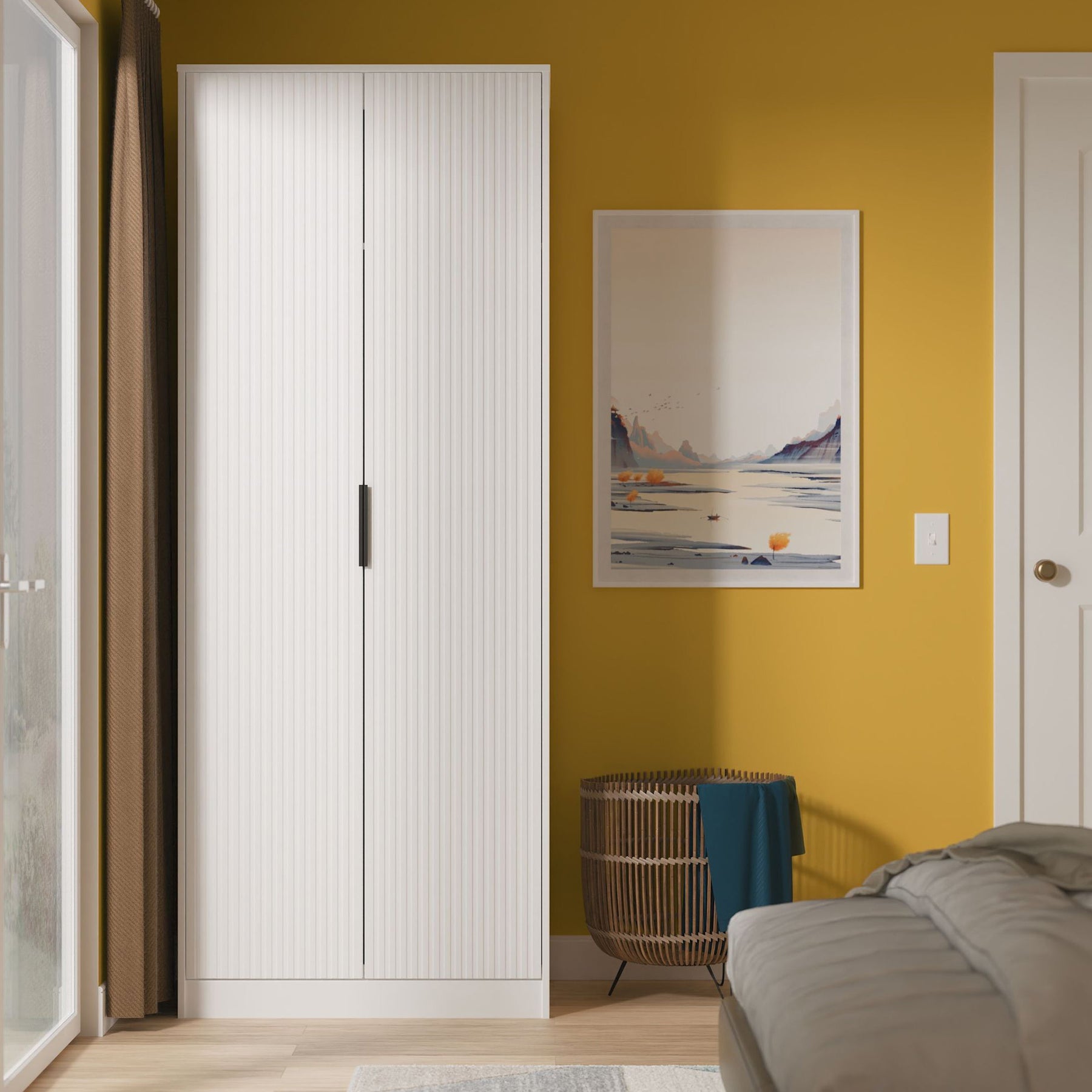 Callo Fluted Full Hanging Wardrobe Matt White from Roseland Furniture
