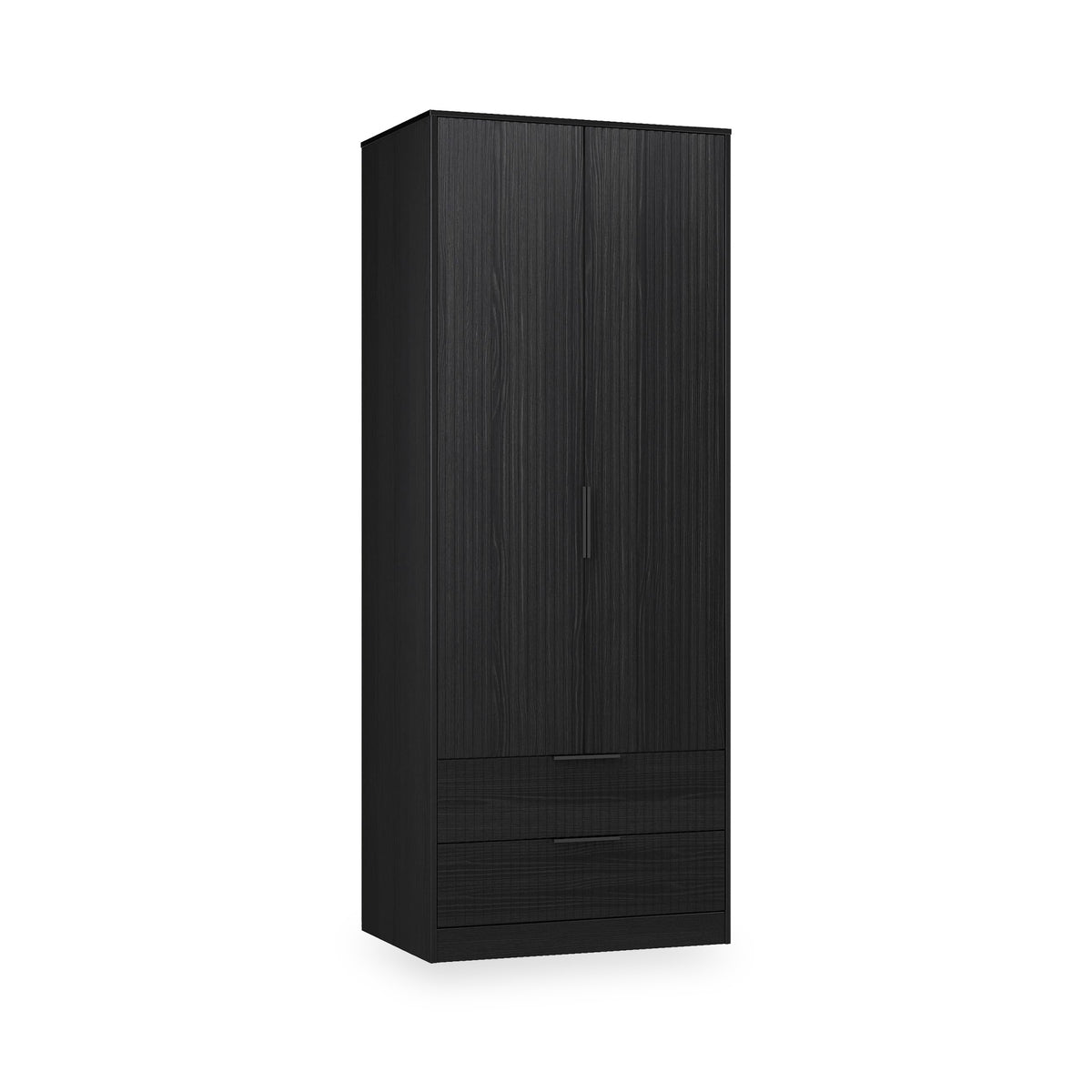 Callo Fluted Double Wardrobe With 2 Drawers Matt Black from Roseland Furniture