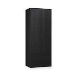Callo Fluted Double Wardrobe With 2 Drawers Matt Black from Roseland Furniture