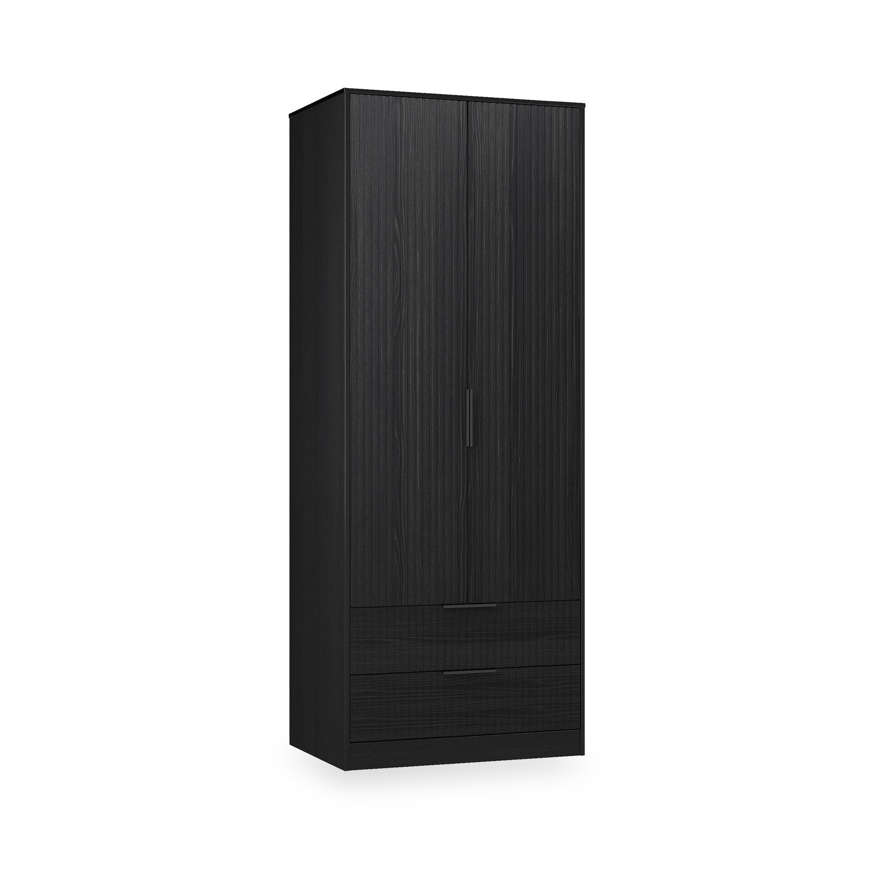 Callo Fluted Double Wardrobe With 2 Drawers Matt Black from Roseland Furniture