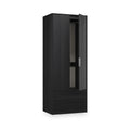 Callo Fluted Double Wardrobe With 2 Drawers Matt Black from Roseland Furniture