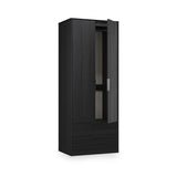 Callo Fluted Double Wardrobe With 2 Drawers Matt Black from Roseland Furniture