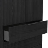 Callo Fluted Double Wardrobe With 2 Drawers Matt Black from Roseland Furniture