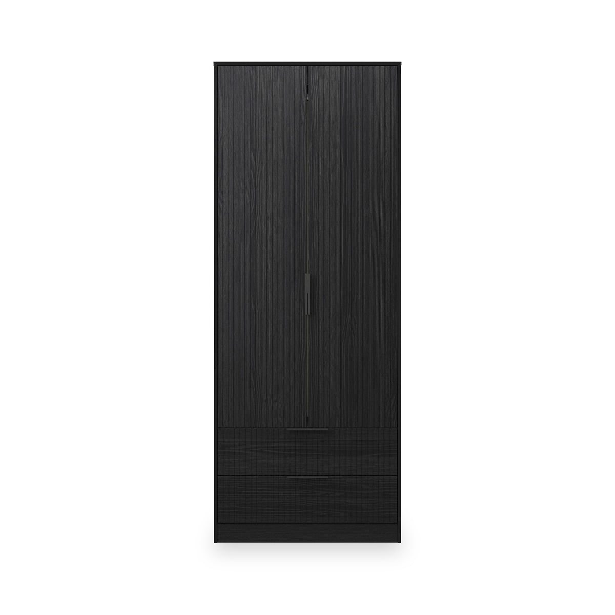 Callo Fluted Double Wardrobe With 2 Drawers Matt Black from Roseland Furniture