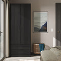 Callo Fluted Double Wardrobe With 2 Drawers Matt Black from Roseland Furniture