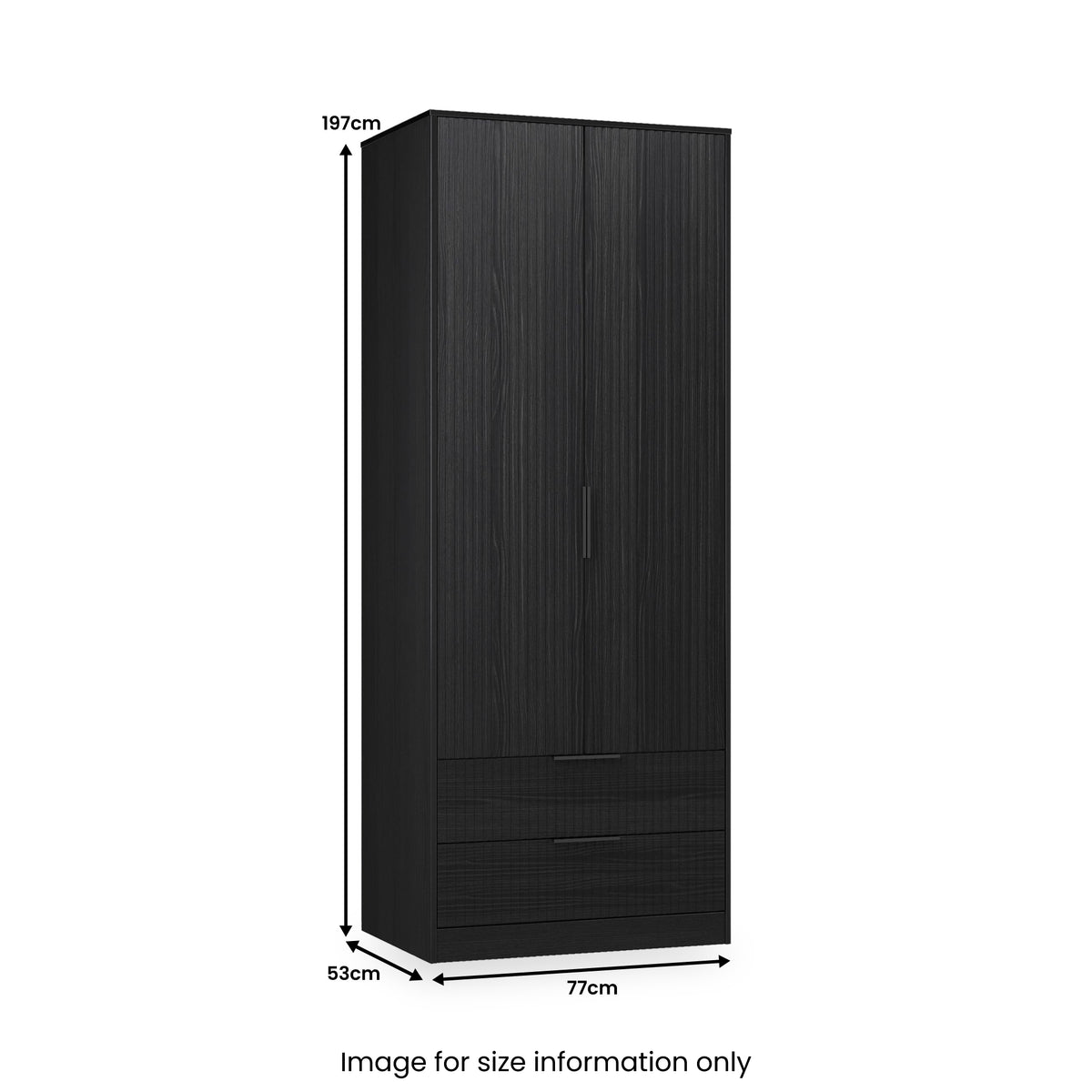 Callo Fluted Double Wardrobe With 2 Drawers Matt Black from Roseland Furniture