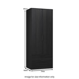 Callo Fluted Double Wardrobe With 2 Drawers Matt Black from Roseland Furniture