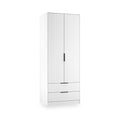 Callo Fluted Double Wardrobe With 2 Drawers Matt White from Roseland Furniture