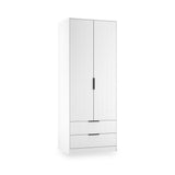 Callo Fluted Double Wardrobe With 2 Drawers Matt White from Roseland Furniture