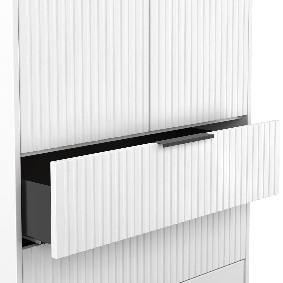 Callo Fluted Double Wardrobe With 2 Drawers Matt White from Roseland Furniture