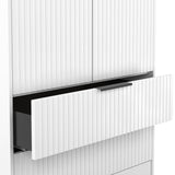 Callo Fluted Double Wardrobe With 2 Drawers Matt White from Roseland Furniture