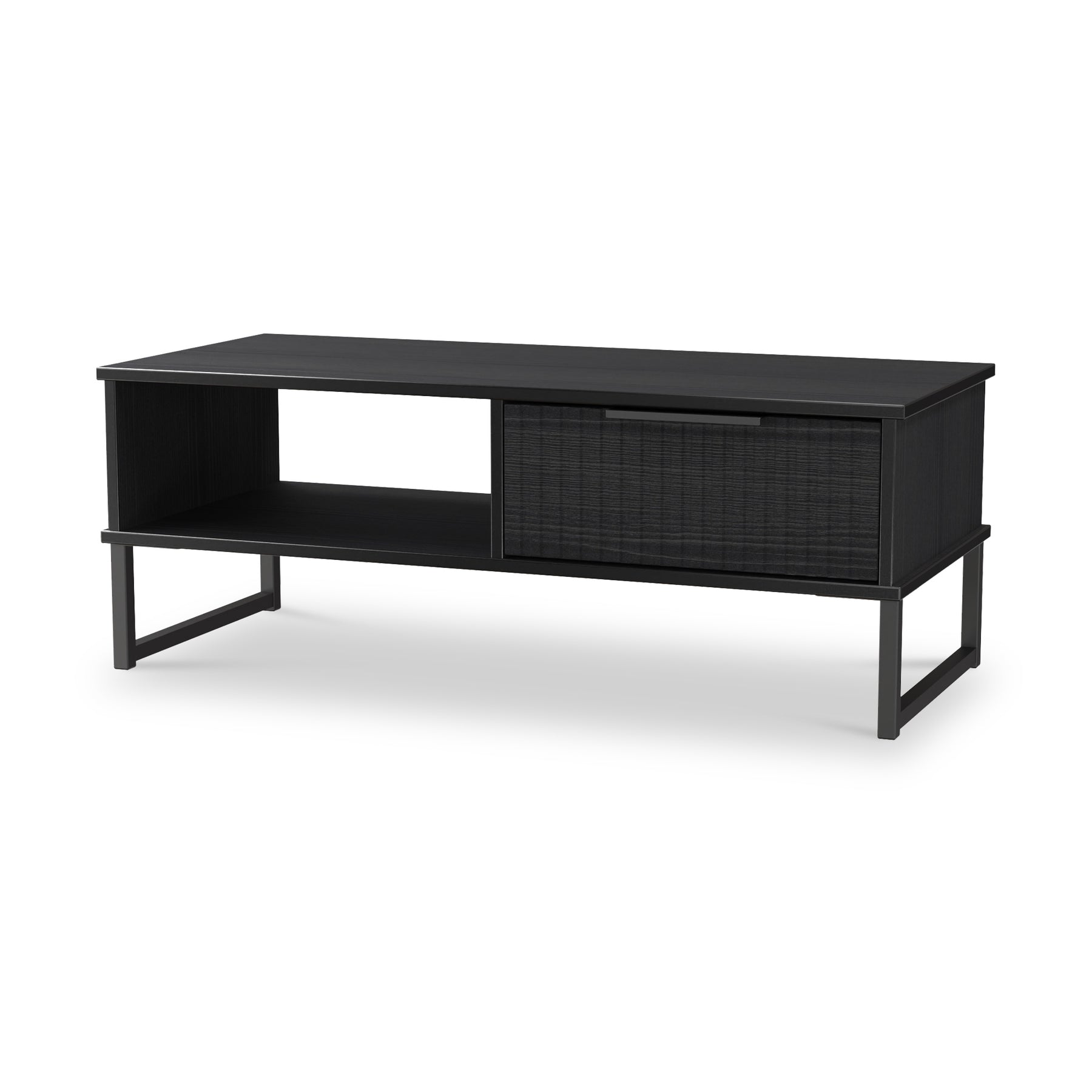 Callo Fluted 1 Drawer Coffee Table Matt Black from Roseland Furniture