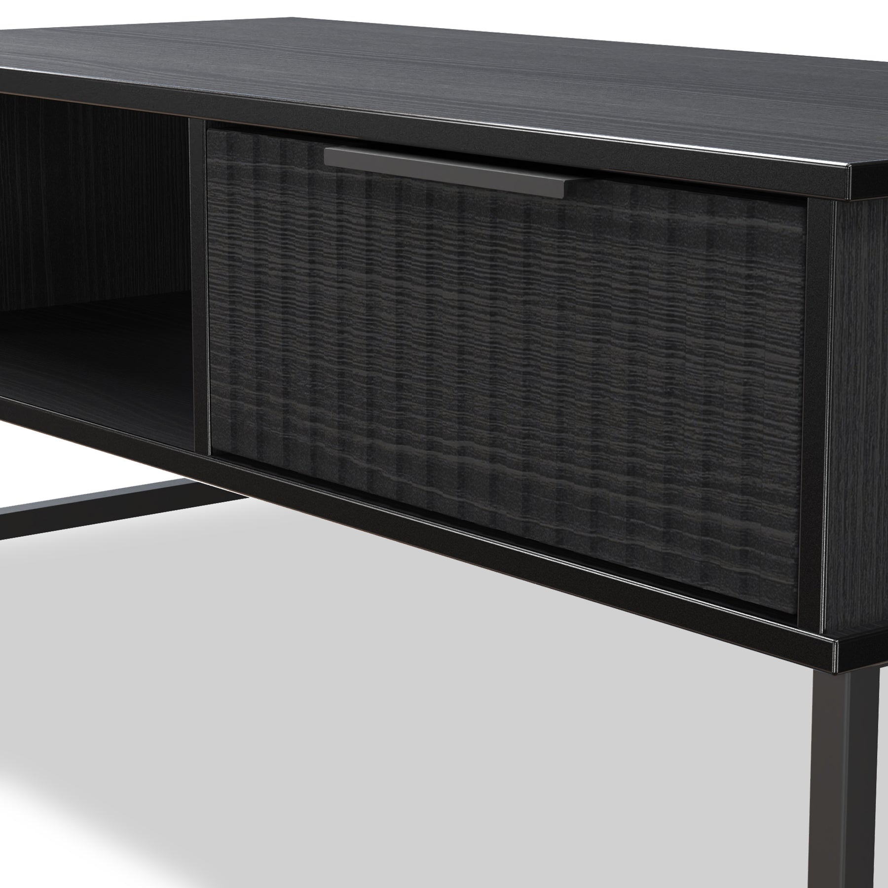 Callo Fluted 1 Drawer Coffee Table Matt Black from Roseland Furniture