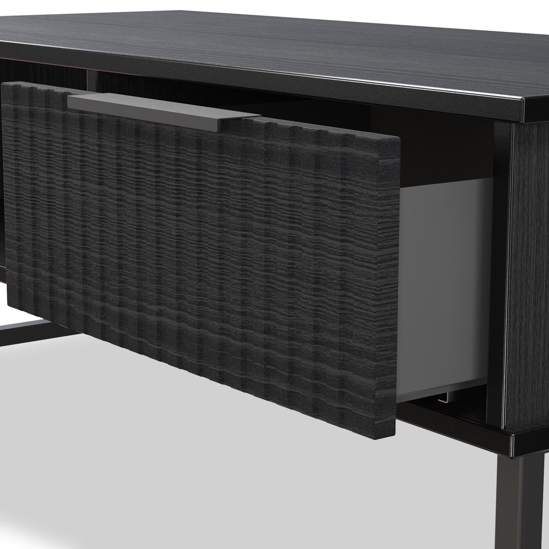 Callo Fluted 1 Drawer Coffee Table Matt Black from Roseland Furniture
