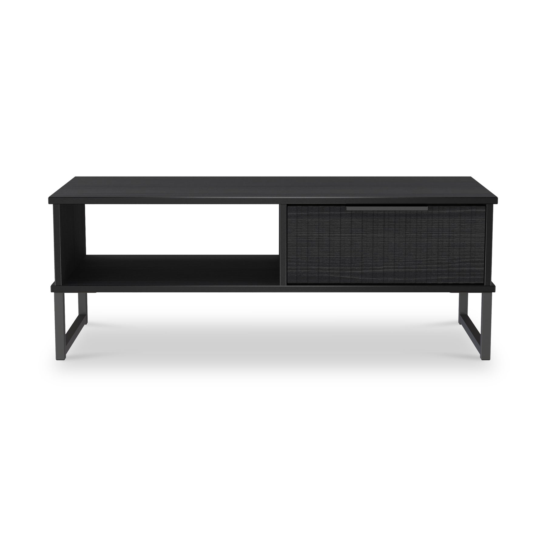 Callo Fluted 1 Drawer Coffee Table Matt Black from Roseland Furniture