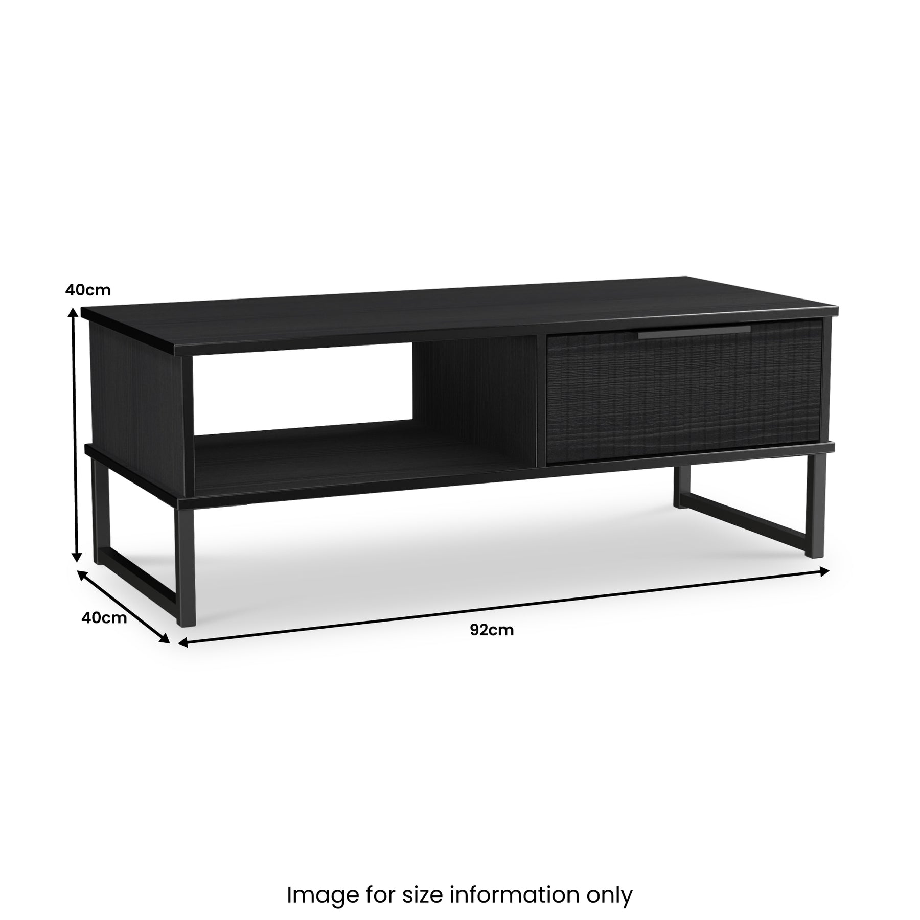 Callo Fluted 1 Drawer Coffee Table Matt Black from Roseland Furniture