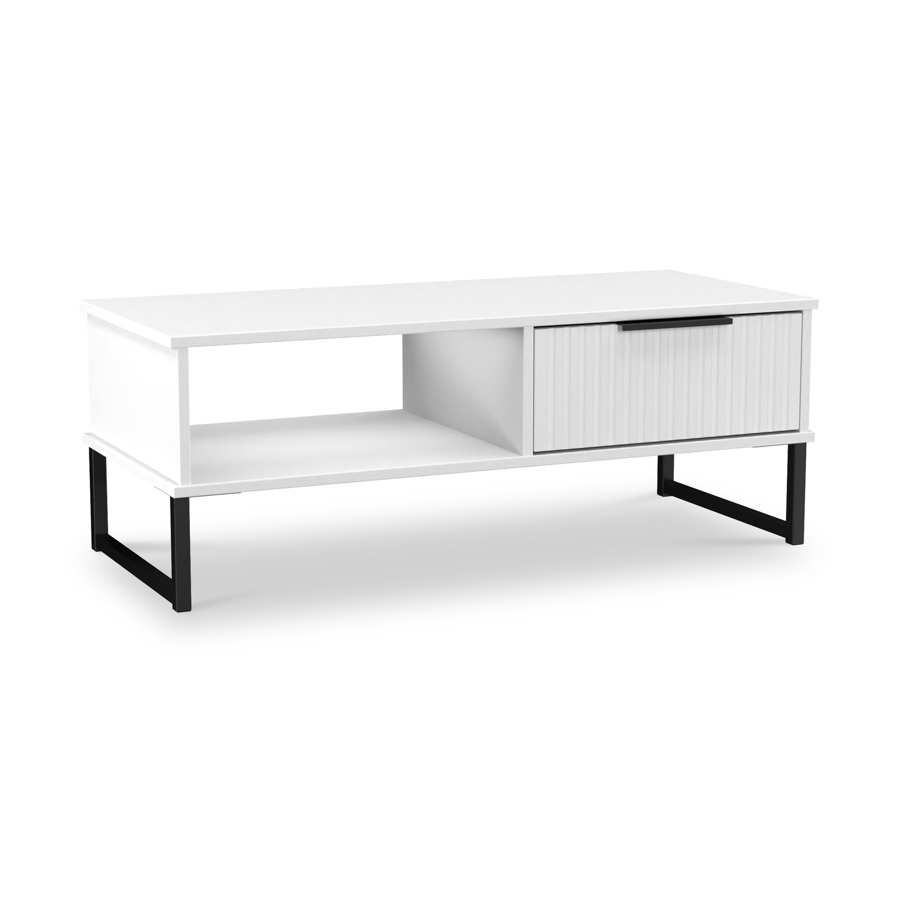 Callo Fluted 1 Drawer Coffee Table Matt White from Roseland Furniture