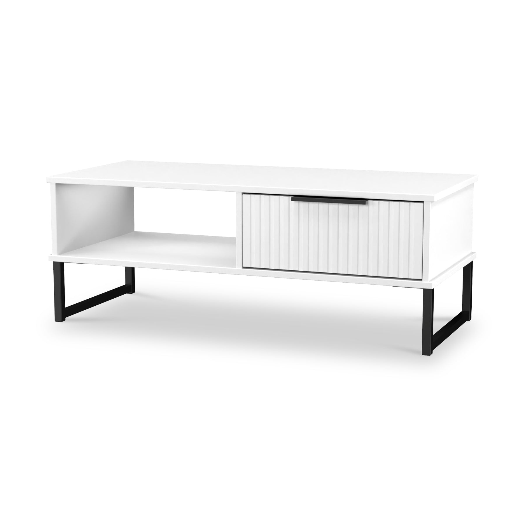 Callo Fluted 1 Drawer Coffee Table Matt White from Roseland Furniture