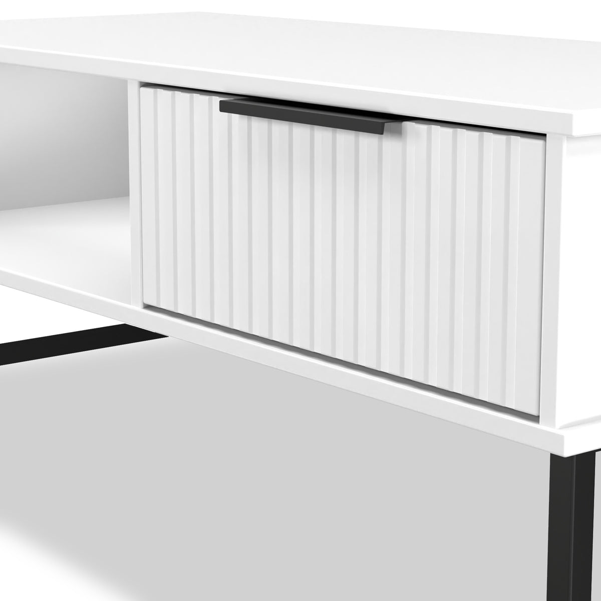 Callo Fluted 1 Drawer Coffee Table Matt White from Roseland Furniture