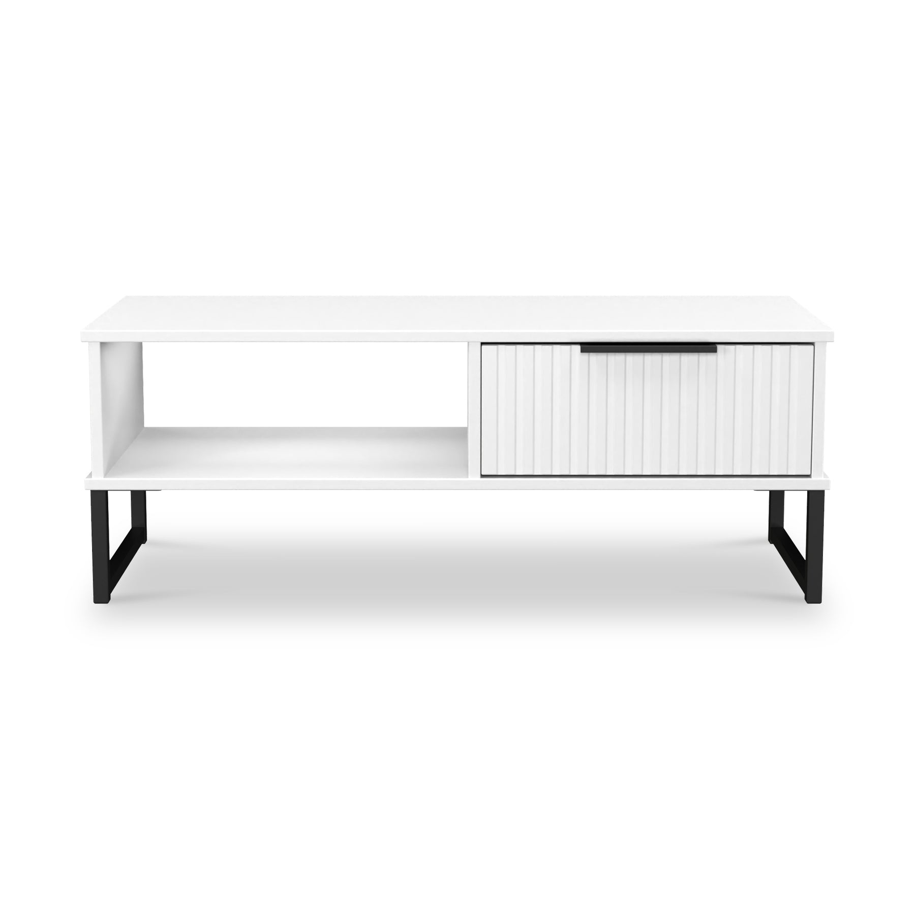 Callo Fluted 1 Drawer Coffee Table Matt White from Roseland Furniture