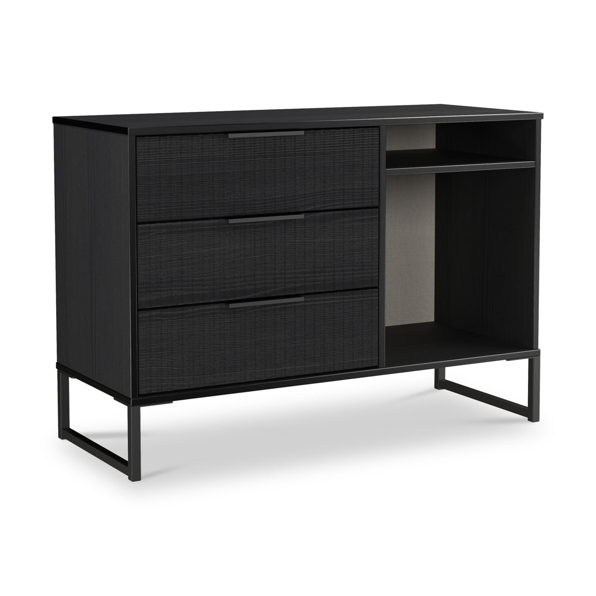 Callo Fluted 3 Drawer TV Unit Matt Black from Roseland Furniture