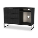 Callo Fluted 3 Drawer TV Unit Matt Black from Roseland Furniture