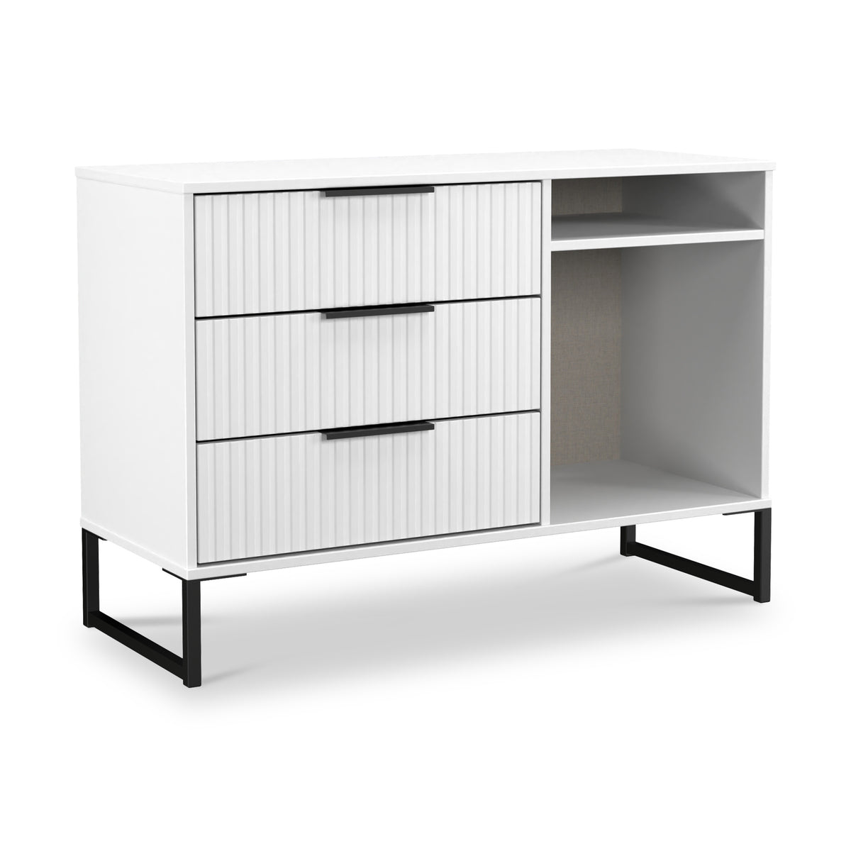 Callo Fluted 3 Drawer TV Unit Matt White from Roseland Furniture