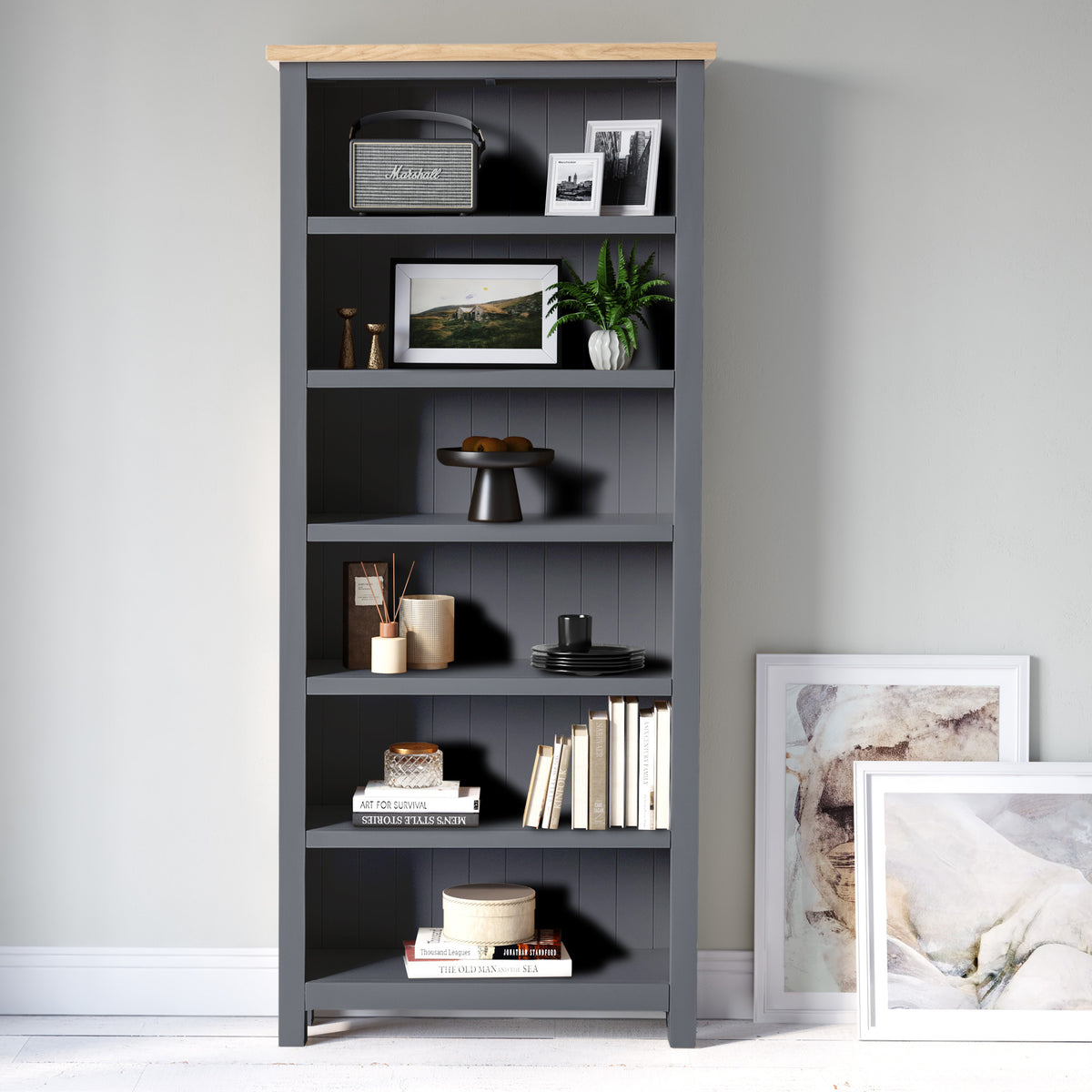 Farrow Charcoal Large Bookcase for living room