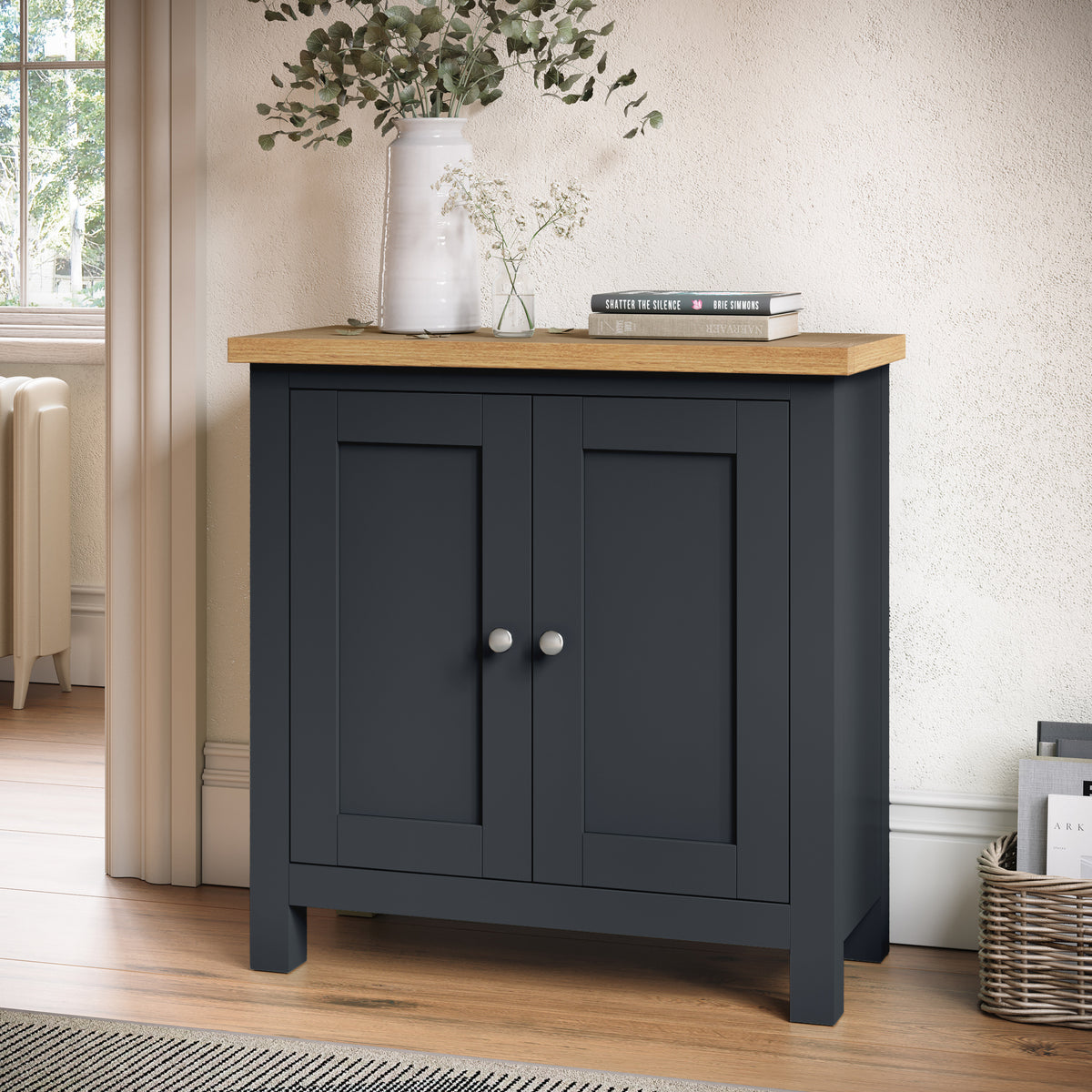 Farrow Charcoal Cupboard from Roseland Furniture - Lifestyle Shot