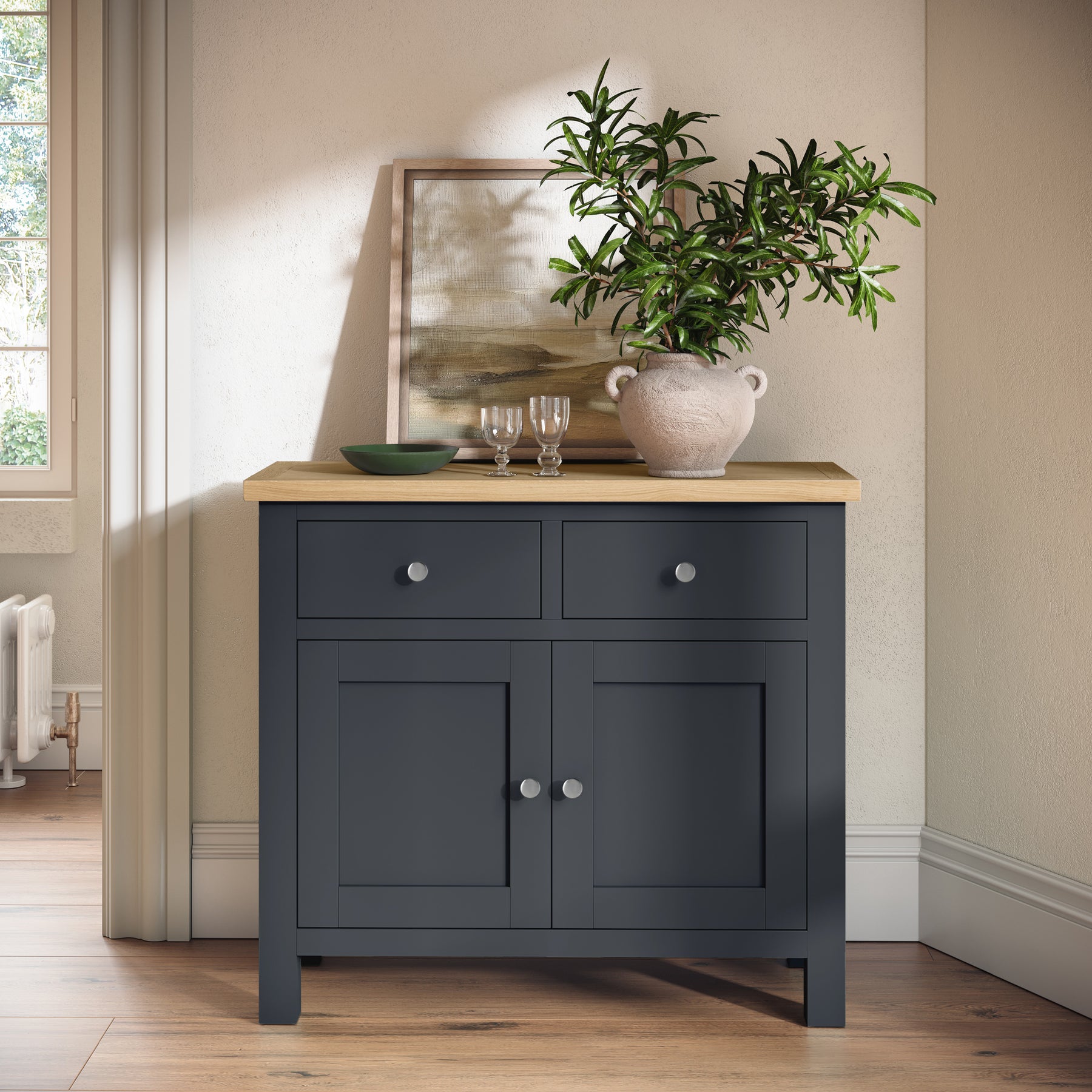 Farrow Charcoal 2 Door Small Sideboard for Living Room