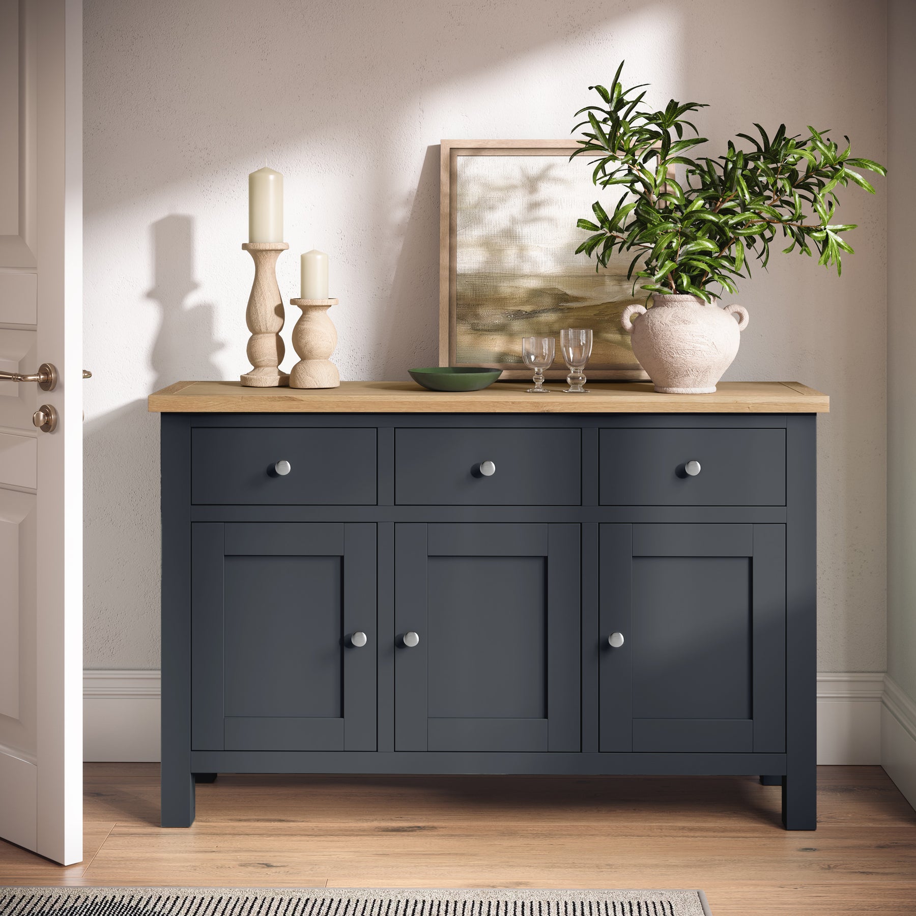 Farrow Charcoal Large Sideboard Cabinet by Roseland Furniture