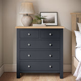 Farrow Charcoal 2 over 3 Chest of drawers from Roseland Furniture - Lifestyle Shot
