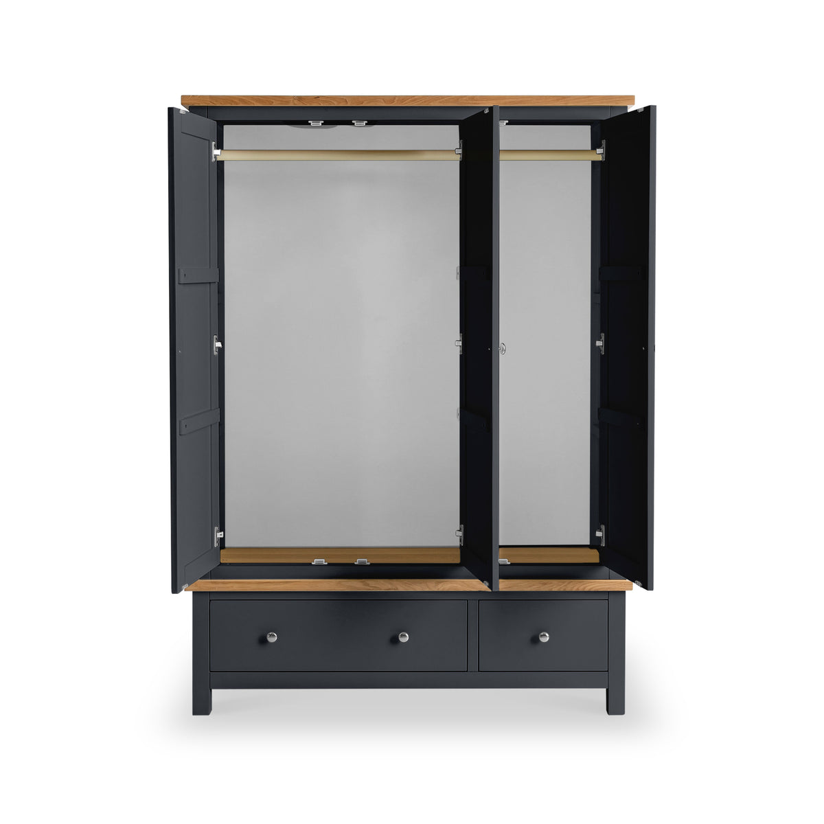 Farrow Charcoal 3 Door Wardrobe with Storage Drawers