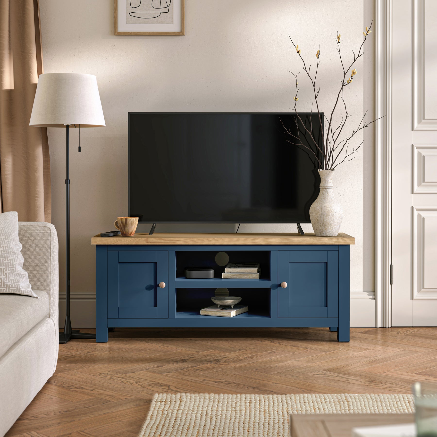 Farrow Navy Blue Large 120cm TV Unit from Roseland