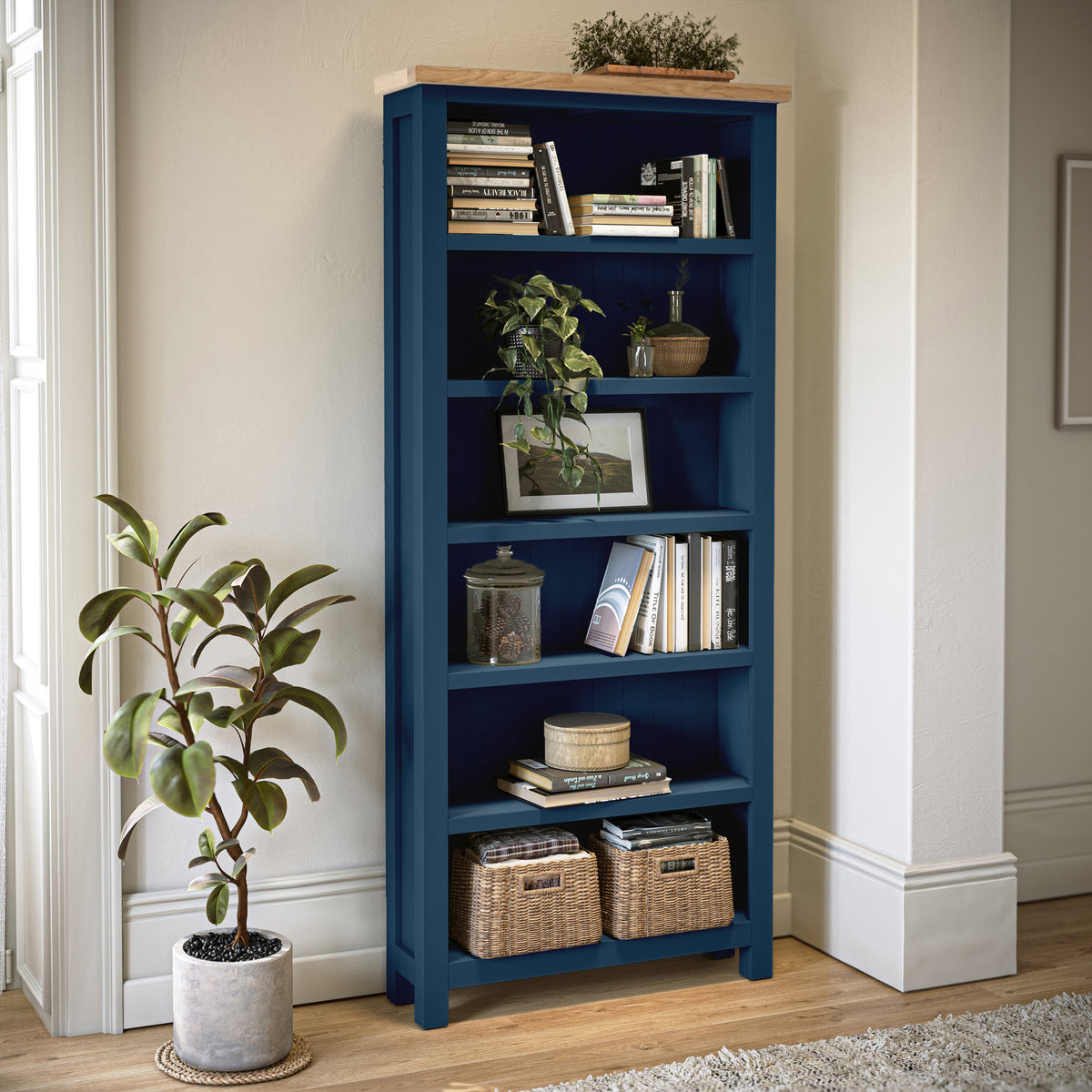 Farrow Navy Blue Large Bookcase for living room