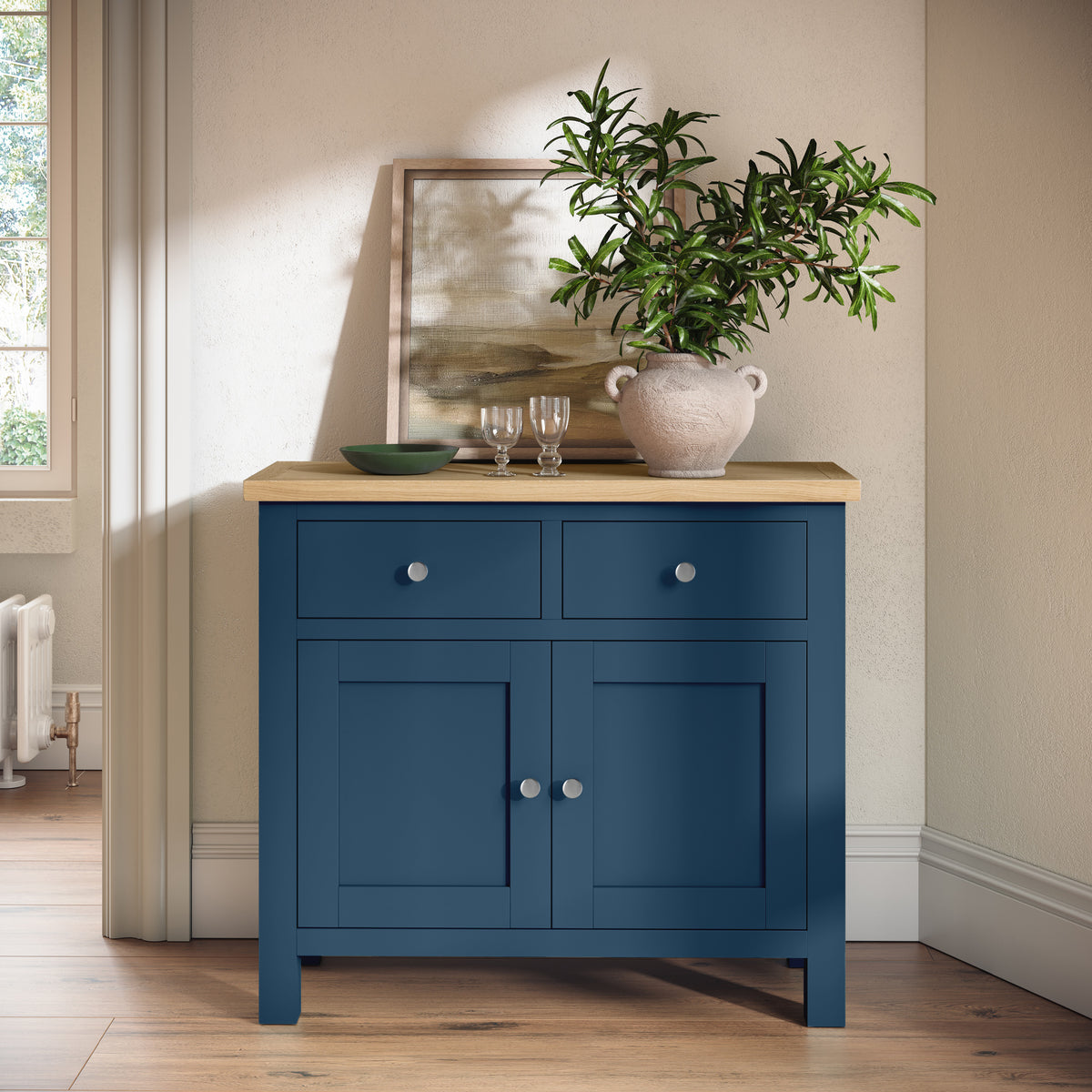 Farrow Navy Blue 2 Door Small Sideboard for Living Room