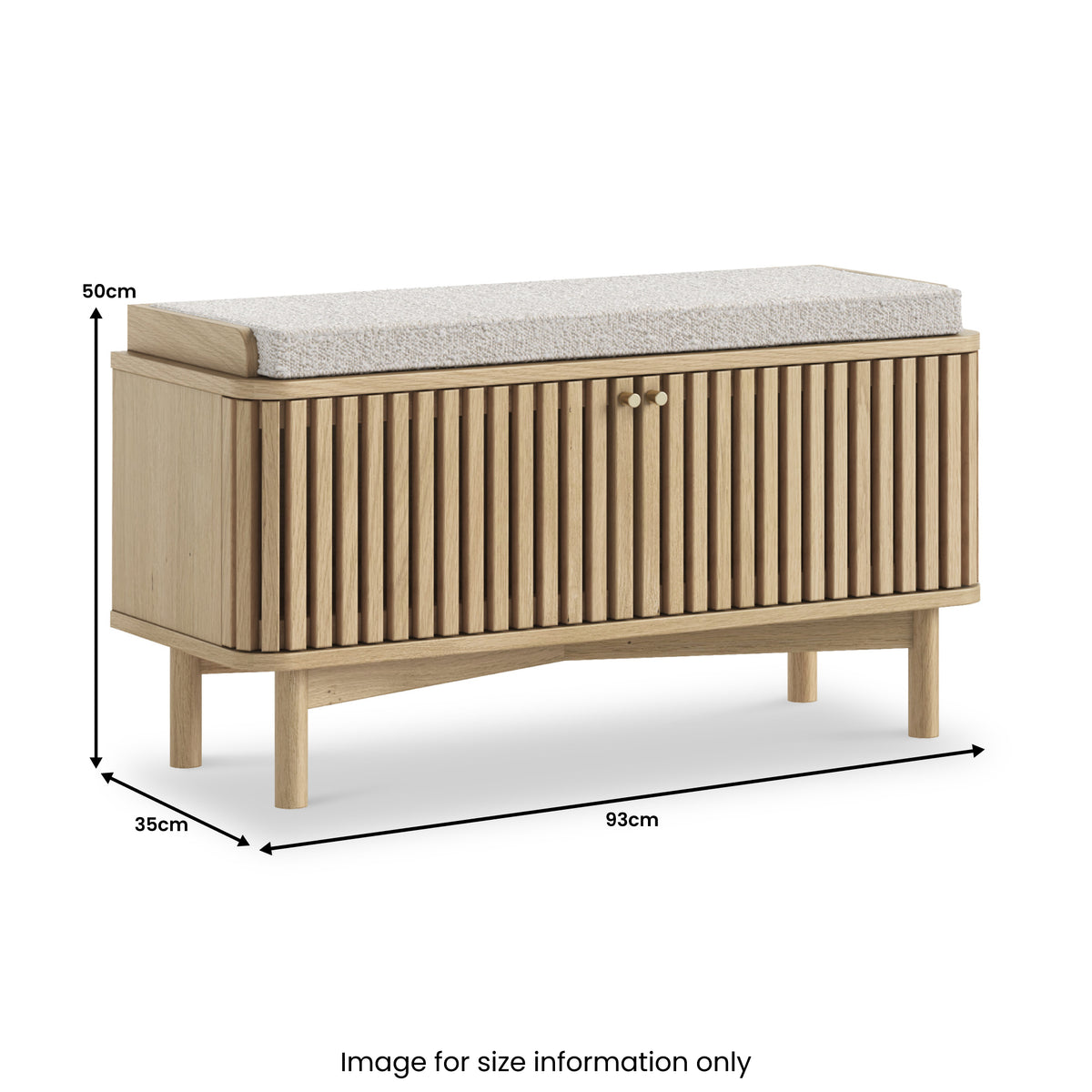 Finch Oak Slatted Storage Bench with Doors for Hallway Roseland
