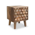 Enzo Geometric Mango Wood 2 Drawer Bedside from Roseland Furniture