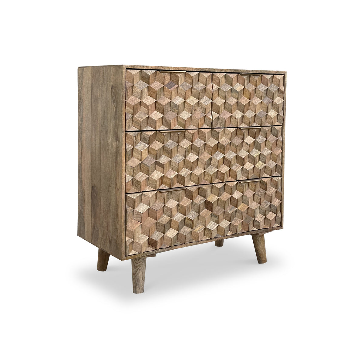 Enzo Geometric Mango Wood 4 Drawer Chest from Roseland Furniture