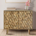 Enzo Geometric Mango Wood 2 Door Sideboard Cabinet for Living Room