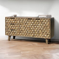 Enzo Geometric Mango Wood 3 Drawer 2 Door Large Sideboard Cabinet for living room
