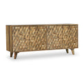 Enzo Geometric Mango Wood 4 Door Sideboard from Roseland Furniture