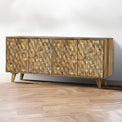 Enzo Geometric Mango Wood 4 Door Extra Large Sideboard Cabinet for living room