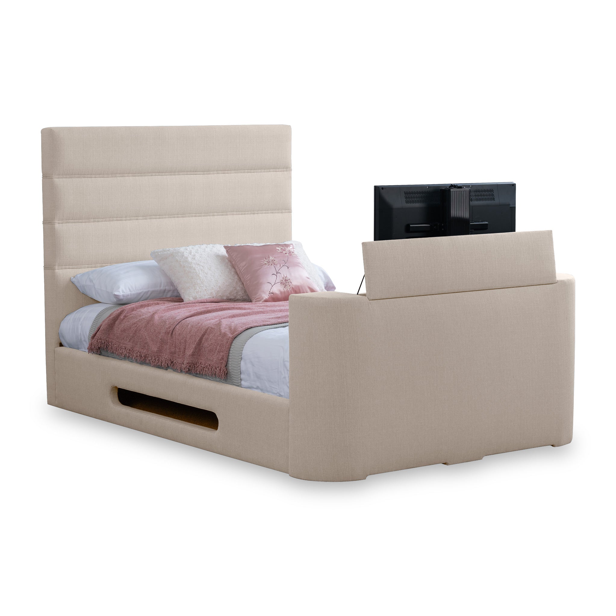 Dunchurch Upholstered Faux Linen TV Bed Frame Double King