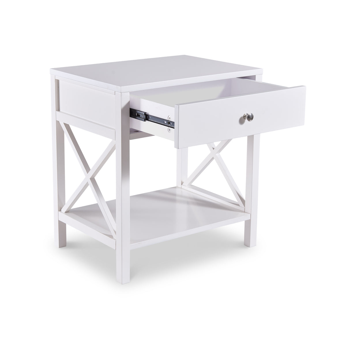 Leighton White 1 Drawer Bedside Table from Roseland Furniture
